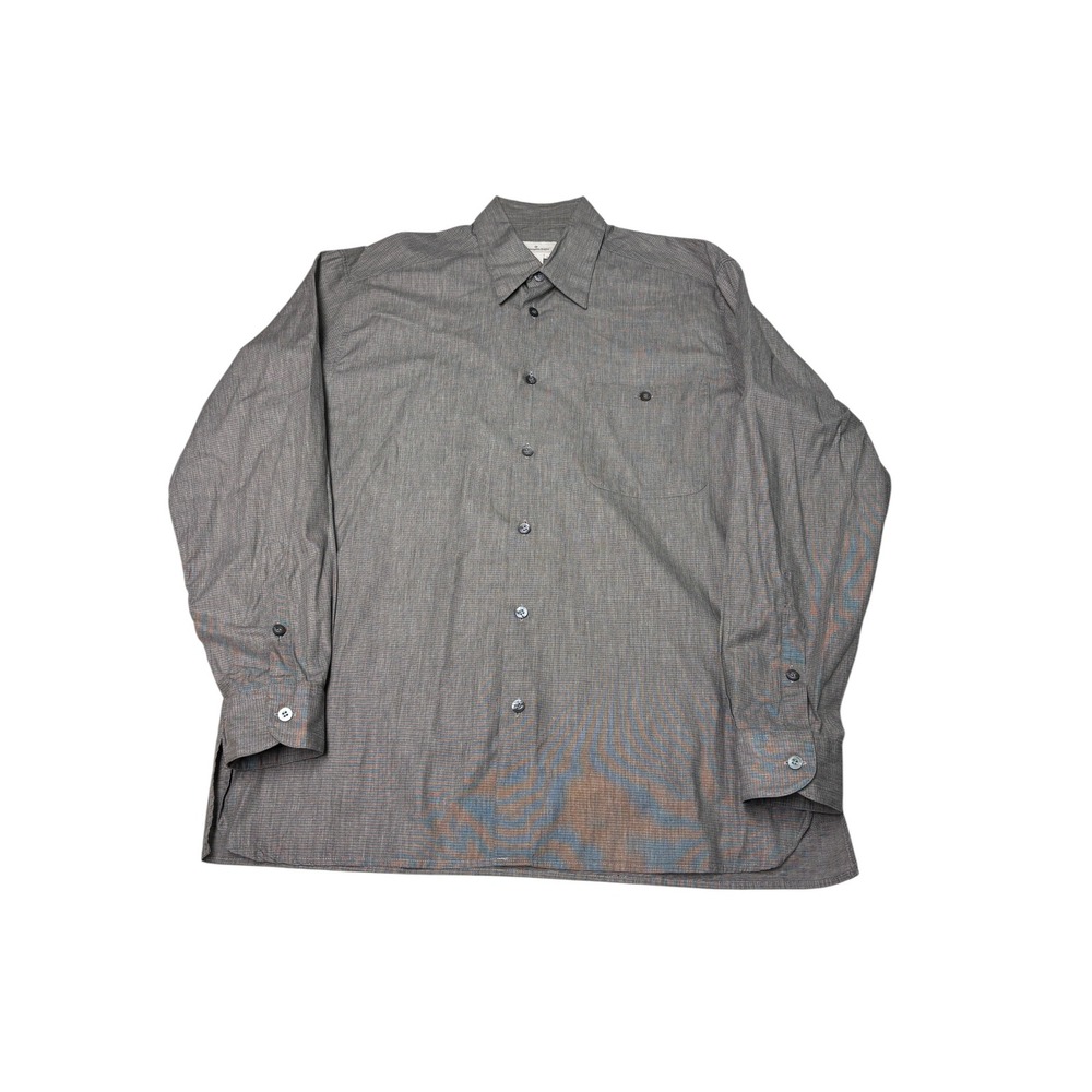 Ermenegildo Zegna Men Grey Textured Cotton Button Down Shirt Made Italy Size L‎
